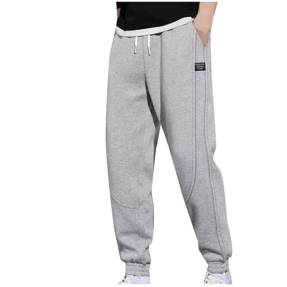 Men's Sweatpants With Pockets Plus Size Under $10 Casual Solid Zipper Multiple Pockets Drawstring Outdoor Sweatpants