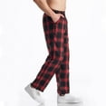 thumbnail image 1 of Men's Sweatpants With Pockets Under $10 Casual Fashion Elastic Waist Plaid Fabric Trousers Elastic Straight Long Pants, 1 of 6