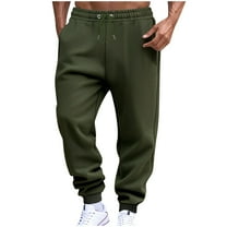 Men's Sweatpants with Zipper Pockets Casual Fashion Breathable Exercise Draw Rope Waist Pocket Elasticity Bind The Feet Pants for Golf, Athletic,Travel, Work Army Green S