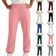 thumbnail image 1 of Men's Sweatpants with Zipper Pockets Casual Sport Pocket Drawstring Solid Color Elastic Waist Jogger Pants Athletic Pants for Workout, Jogging, Running Pink S, 1 of 7