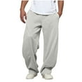 thumbnail image 1 of Men's Sweatpants with Pockets, Casual Drawstring Elastic Waist Fleece Straight Leg Pants Lightweight Workout Running Long Pants, 1 of 7