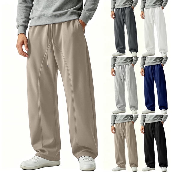 Men's Sweatpants with Pockets Drawstring Elastic Waist Sweat Loose Wide Leg With Pockets All Season Comfort