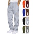 thumbnail image 1 of Men's Drawstring Sweatpants Fashion Solid Color Drawstring Elastic Waist Zipper Pocket Sports Sweat Simple Basic Style, 1 of 5