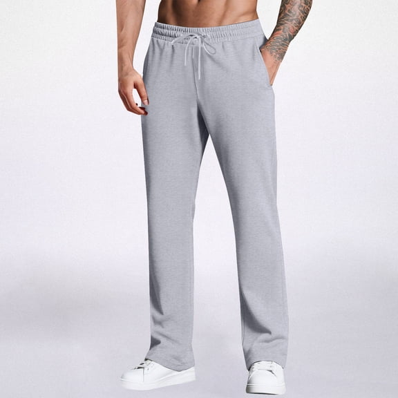 Men's Sweatpants with Pockets Mens Relaxed Fit Pants Elastic Waist Loose Fit Wide Leg Pants Men Joggers Pants Men Sweat Pants