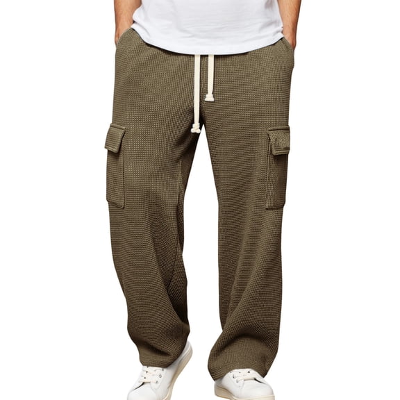 Men's Sweatpants with Pockets Pants for Men Relaxed Fit Waffle Knit Straight Leg Sweat Pants Jogger Sweatpants for Men Mens Athletic Pants