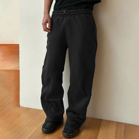 Men's Sweatpants with Pockets Relaxed Fit Pants for Men Elastic Waist Loose Fit Wide Leg Pants Mens Jogger Pants Men's Sweat Pants