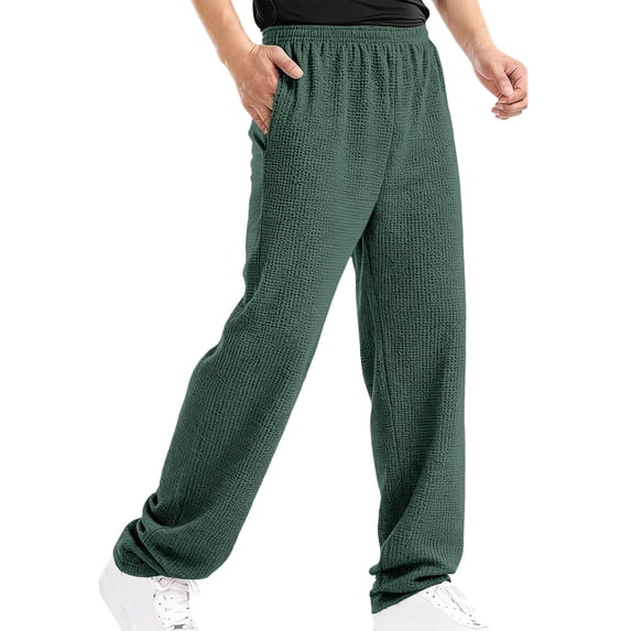 Men's Sweatpants with Pockets Relaxed Fit Pants for Men Waffle Knit Loose Fit Wide Leg Pants Jogging Pants Men Mens Athletic Pants
