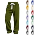 thumbnail image 1 of Homeyce Men's Sweatpants with Pockets Waffle Baggy Casual Home Pants Drawstring Waist Workout Pants for Daily Wear Jogging Running,Green L, 1 of 7
