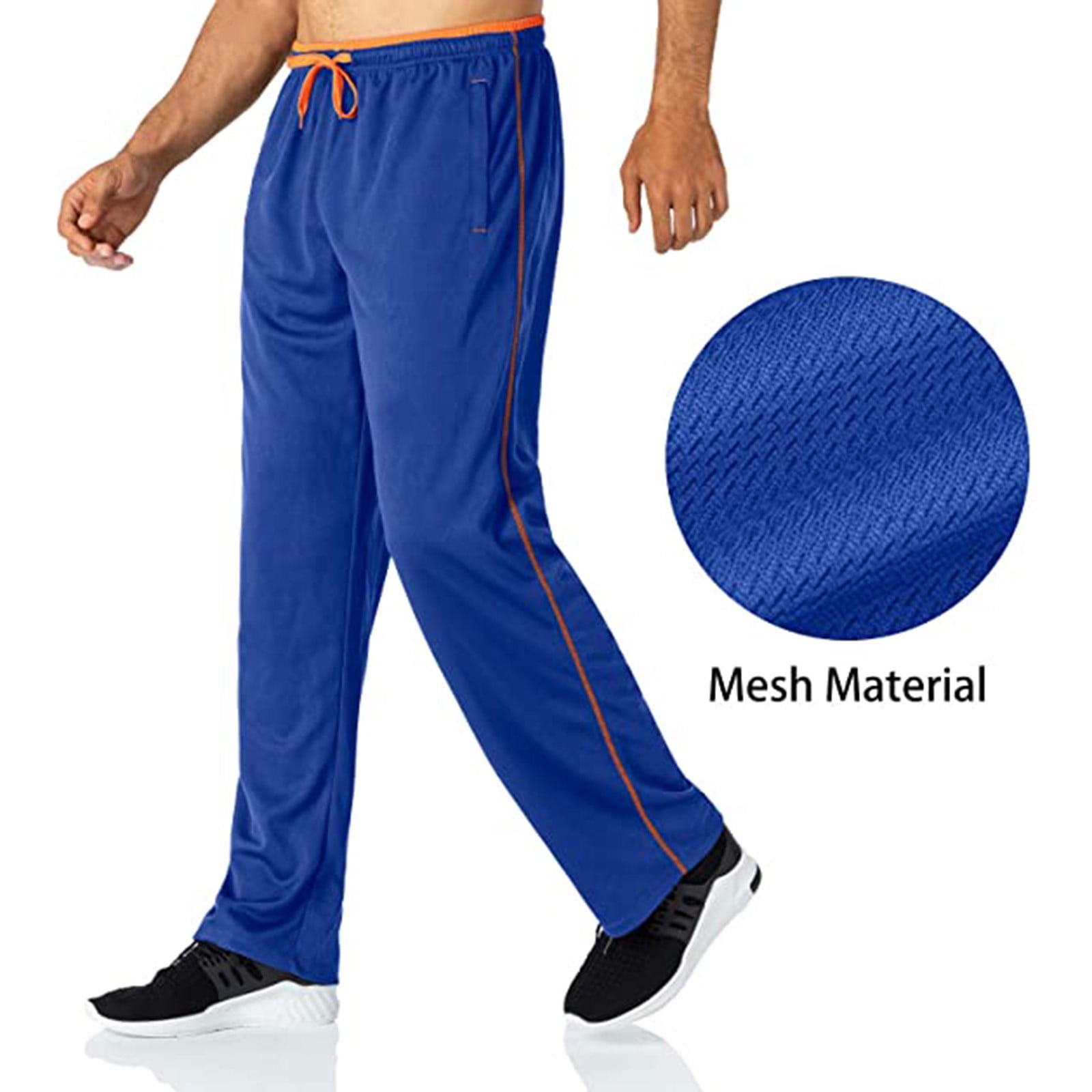 Men's Sweatpants with Zipper Pockets Elastic Waist Lightweight Open