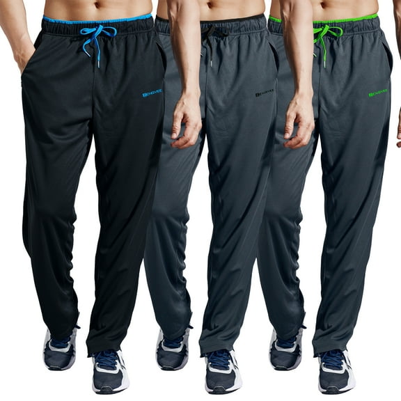 Men's Sweatpants with Zipper Pockets Open Bottom Athletic Pants for Jogging, Workout, Gym, Running, Training