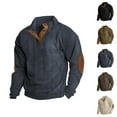 thumbnail image 1 of Men's Sweatshirt 2025 Fall Winter Long Sleeve Corduroy Button Stand Collared Sweat Shirt Pullover Tops, 1 of 1