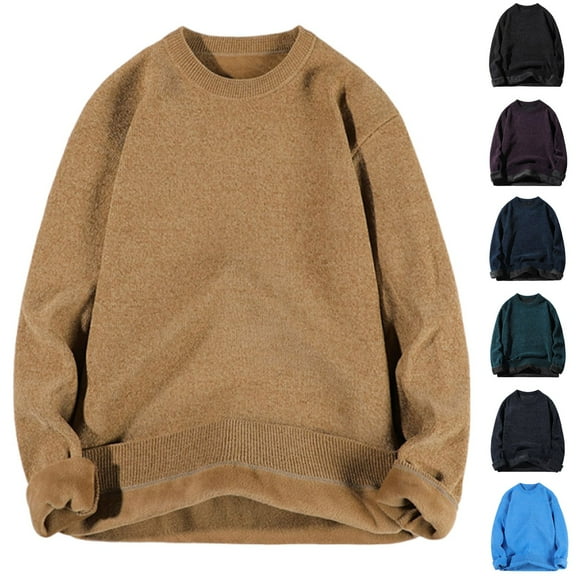 Men's Sweatshirt Crew Neck Long Sleeve Plus Size Solid Color Sweatshirt Casual Loose Outdoor Workout Blouse Tops Blue L