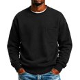 thumbnail image 1 of Men's Sweatshirt Crew Neck Long Sleeve Solid with Chest Pocket Warm Cozy Comfortable Everyday Pullover Basic Top for Fall Winter Everyday Wear and Weekend Outings Black XL, 1 of 4