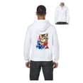 thumbnail image 1 of Men's Sweatshirt Full-Zip Pullover - American Flag 4th of July Kitty, 1 of 5
