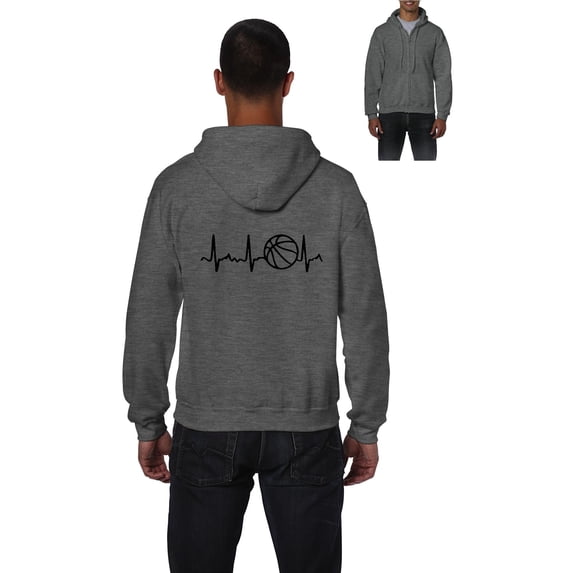 Men's Sweatshirt Full-Zip Pullover - Basketball Heartbeat