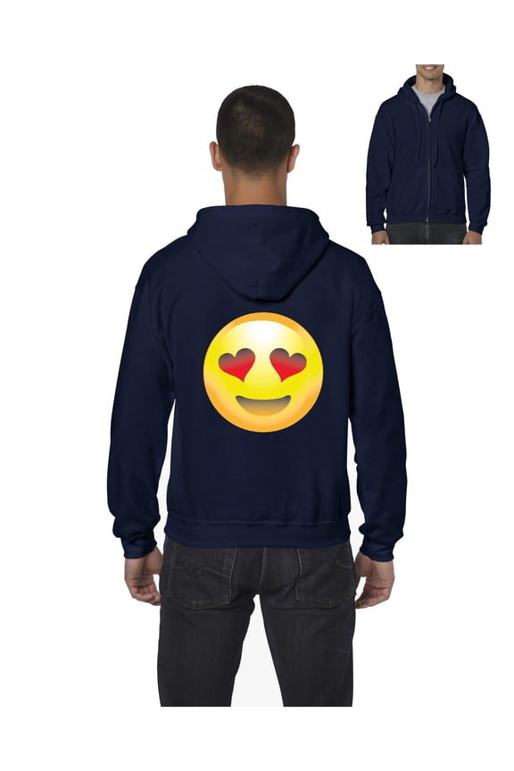 Men's Sweatshirt Full-Zip Pullover - Emoji Heart-Shaped Eyes