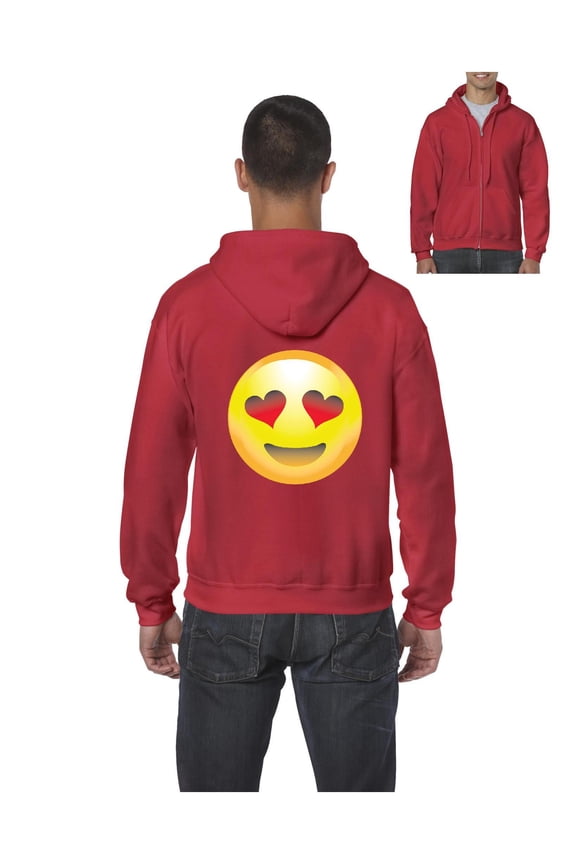Men's Sweatshirt Full-Zip Pullover - Emoji Heart-Shaped Eyes