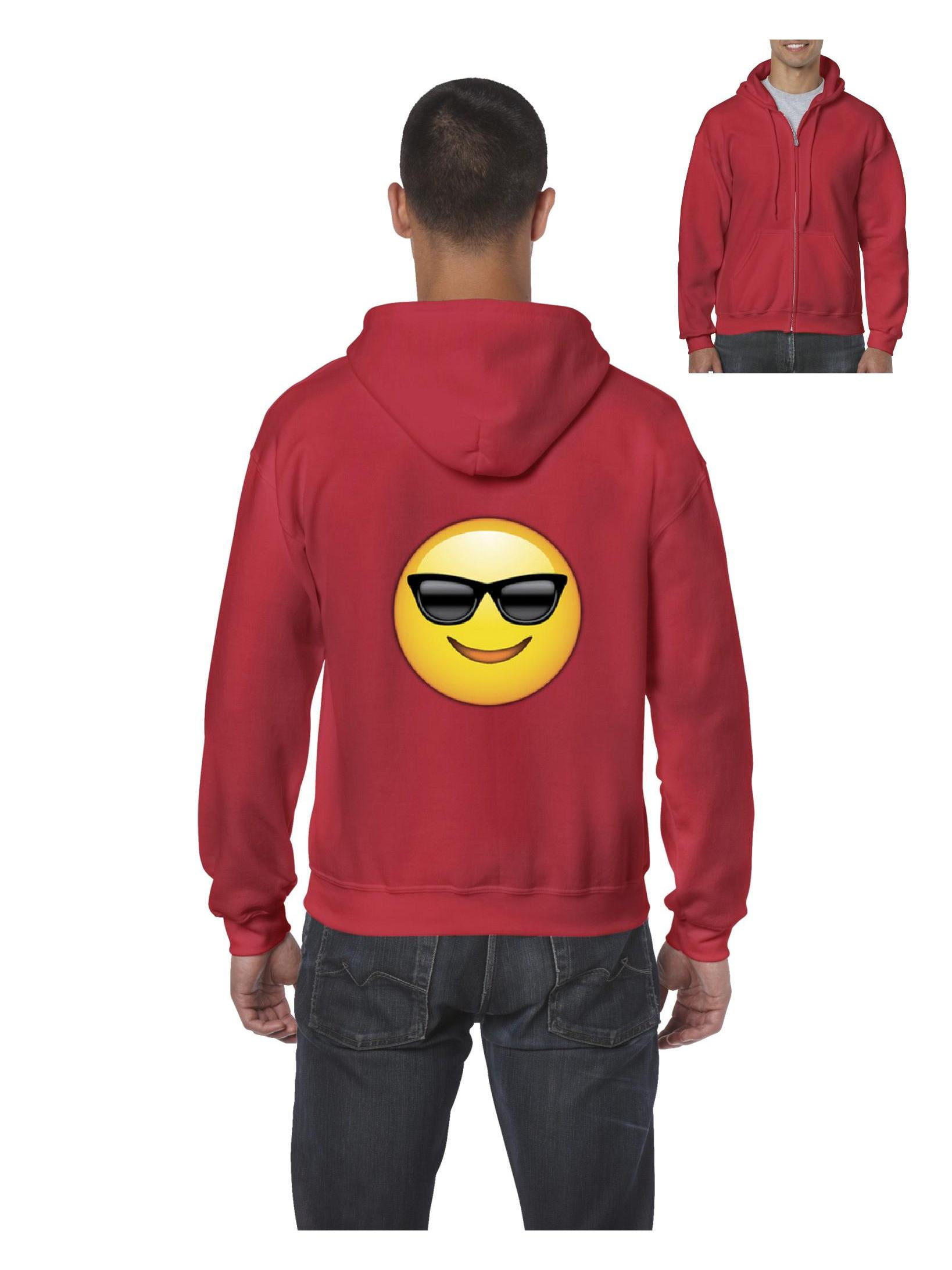 Men's Sweatshirt Full-Zip Pullover Emoji with Sunglasses
