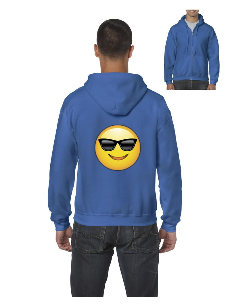 Men's Sweatshirt Full-Zip Pullover Emoji with Sunglasses