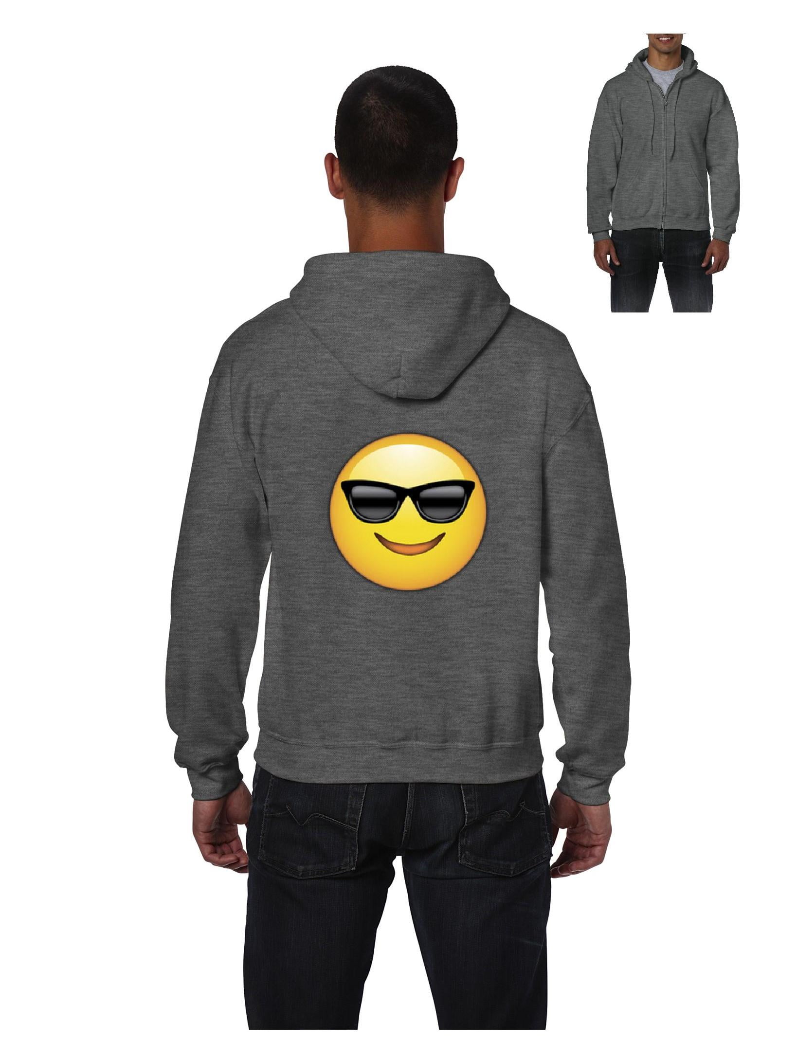 IWPF Men's Sweatshirt Full-Zip Pullover Emoji with Sunglasses