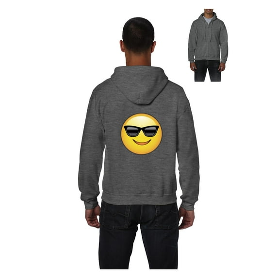 Men's Sweatshirt Full-Zip Pullover - Emoji with Sunglasses