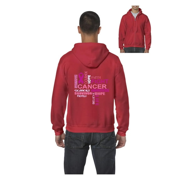 Men's Sweatshirt Full-Zip Pullover - Fight Breast Cancer