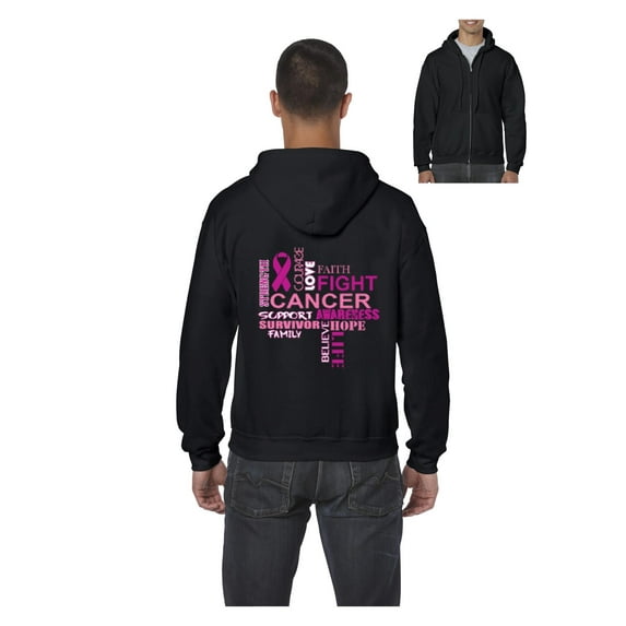 Men's Sweatshirt Full-Zip Pullover - Fight Breast Cancer