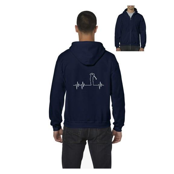 Men's Sweatshirt Full-Zip Pullover - Golfer Heartbeat
