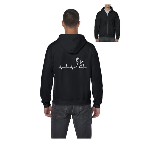 Men's Sweatshirt Full-Zip Pullover - Heartbeat Hunting