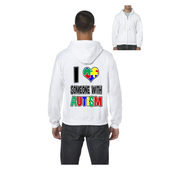 Men's Sweatshirt Full-Zip Pullover - I Love Someone With Autism