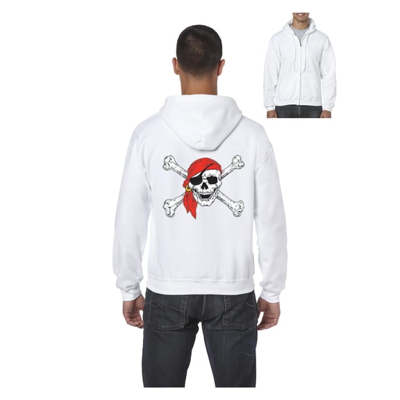 Men's Sweatshirt Full-Zip Pullover - Jolly Roger Skull & Crossbones