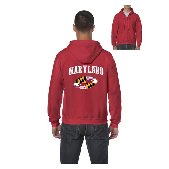 Men's Sweatshirt Full-Zip Pullover - Maryland Flag