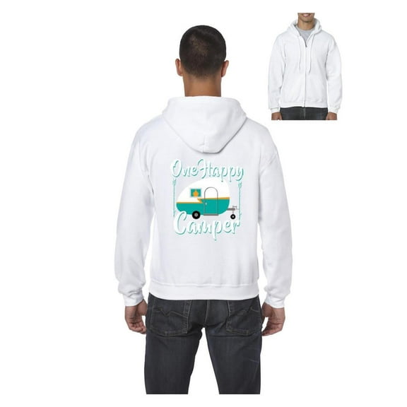Men's Sweatshirt Full-Zip Pullover - ONE HAPPY CAMPER