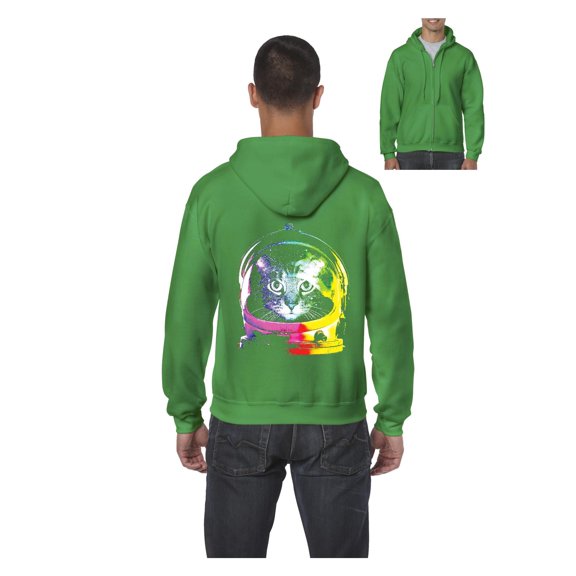Men's Sweatshirt Full-Zip Pullover - Space Cat