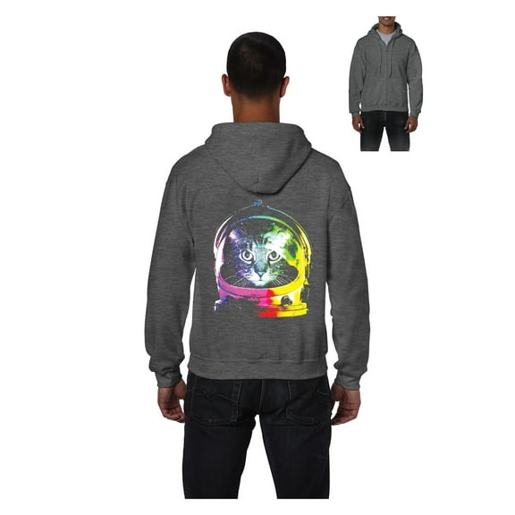 Men's Sweatshirt Full-Zip Pullover - Space Cat