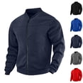 thumbnail image 1 of Men's Sweatshirt Full Zip Up Stand Collar No Hood Casual Jackets with Pockets Long Sleeve Mock Neck Fall Warm Coats, S, 1 of 10