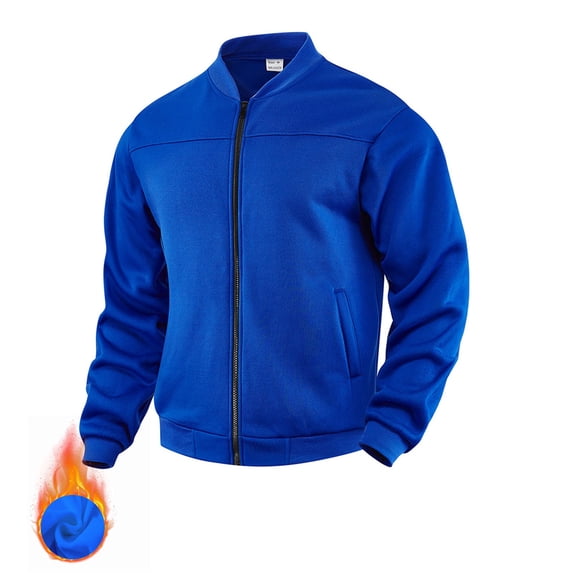 Men's Sweatshirt Full Zip Up Stand Collar No Hood Casual Jackets with Pockets Long Sleeve Mock Neck Fall Warm Coats