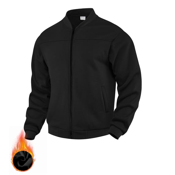 Men's Sweatshirt Full Zip Up Stand Collar No Hood Casual Jackets with Pockets Long Sleeve Mock Neck Fall Warm Coats