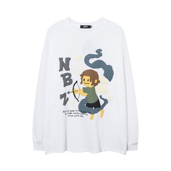 Men's Sweatshirt Graphic Letter Streetwear Casual Long Sleeve Round Neck Pullover Top Women's Oversized Hip Hop Sweatshirt A28