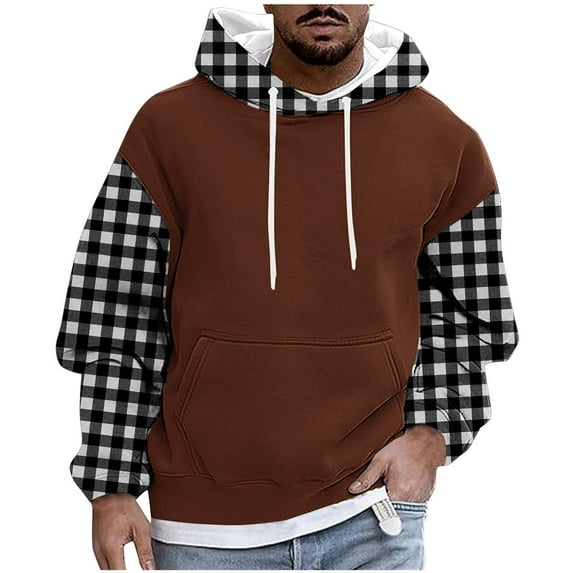 Men's Sweatshirt Hoodies Pullover Hooded Top Casual Hoodie with Pockets Brown XL
