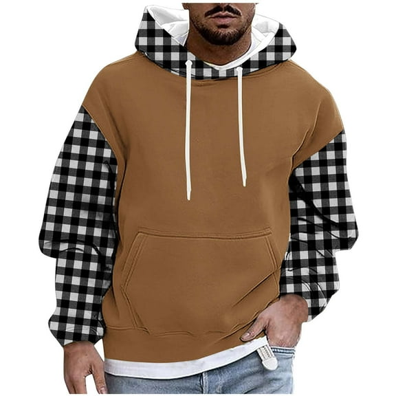 Men's Sweatshirt Hoodies Pullover Hooded Top Casual Hoodie with Pockets Khaki XXXL