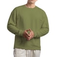 thumbnail image 1 of Men's Sweatshirt Long Sleeve Crewneck Solid Pullover Classic Basic Tops Green XL, 1 of 4