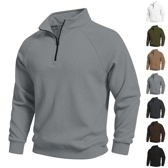 Men's Sweatshirt Long Sleeve Quarter Zip Pullover Solid Color Athletic Shirts Soft Touch Outdoor Running Sweat shirt Winter Fashion