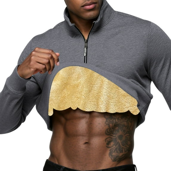 Men's Sweatshirt Midweight Fleece Solid Color Long Sleeved Stand Up Collar Half Zipper Lamb Wool Warm Top Pullover Sweatshirt for Men