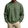 thumbnail image 1 of Men's Sweatshirt Solid Color Casual Loose Round Neck Sweatshirt Fall Winter, 1 of 8