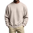 thumbnail image 1 of Men's Sweatshirt Solid Color Casual Loose Round Neck Sweatshirt Fall Winter, 1 of 7