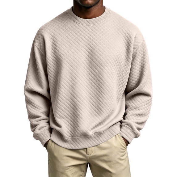 Men's Sweatshirt Solid Color Casual Loose Round Neck Sweatshirt Fall Winter