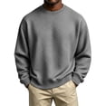 thumbnail image 1 of Men's Sweatshirt Solid Color Casual Loose Round Neck Sweatshirt Fall Winter, 1 of 8