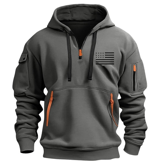 Men's Sweatshirt USA FLAG Patriotic Graphic Polyester Hoodies for Men Pocket Raglan Long Sleeve Sweatshirts