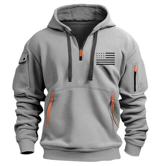 Men's Sweatshirt USA FLAG Patriotic Graphic Polyester Hoodies for Men Pocket Raglan Long Sleeve Sweatshirts